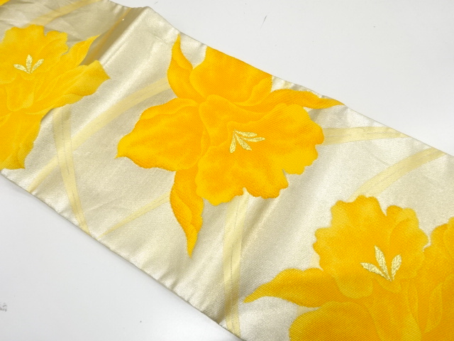 JAPANESE KIMONO / ANTIQUE FUKURO OBI / SILK / WOVEN ORCHID